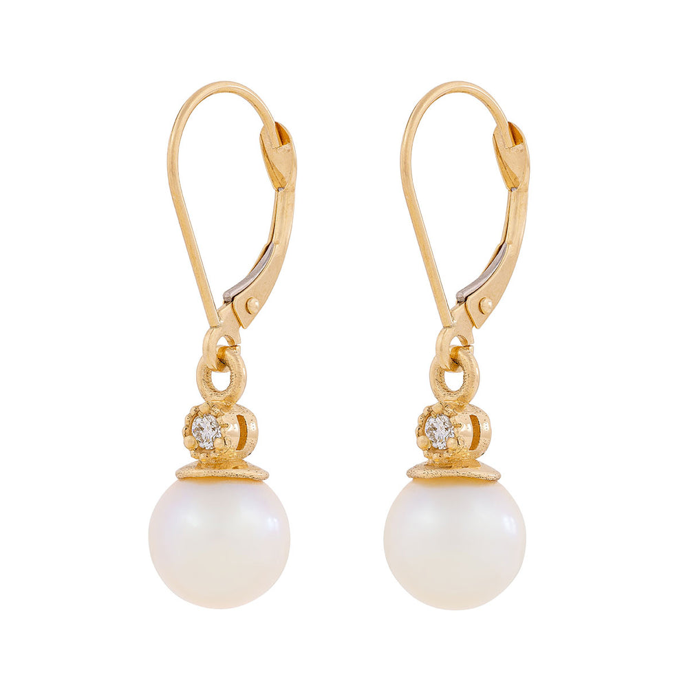 Forever Diamond & Pearl - 14k Gold Earrings