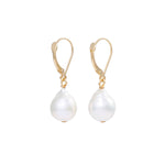 Thumbnail of Front view of the Teardrop Pearl Earrings in 14k gold, featuring a delicate gold teardrop setting holding a freshwater pearl.