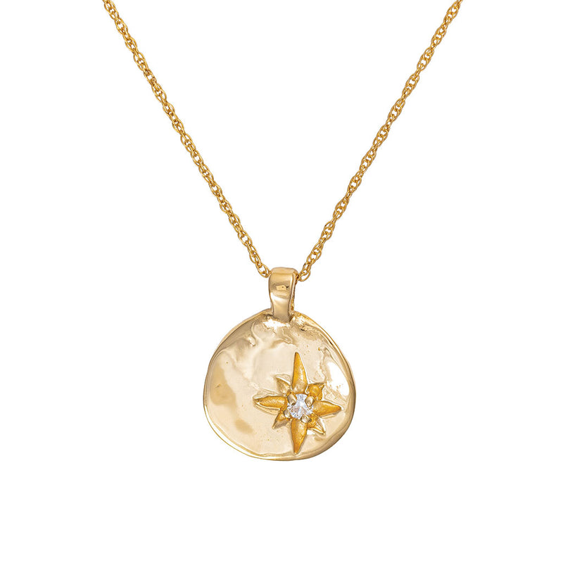 North Star Padlock Necklace - 14k Yellow Gold