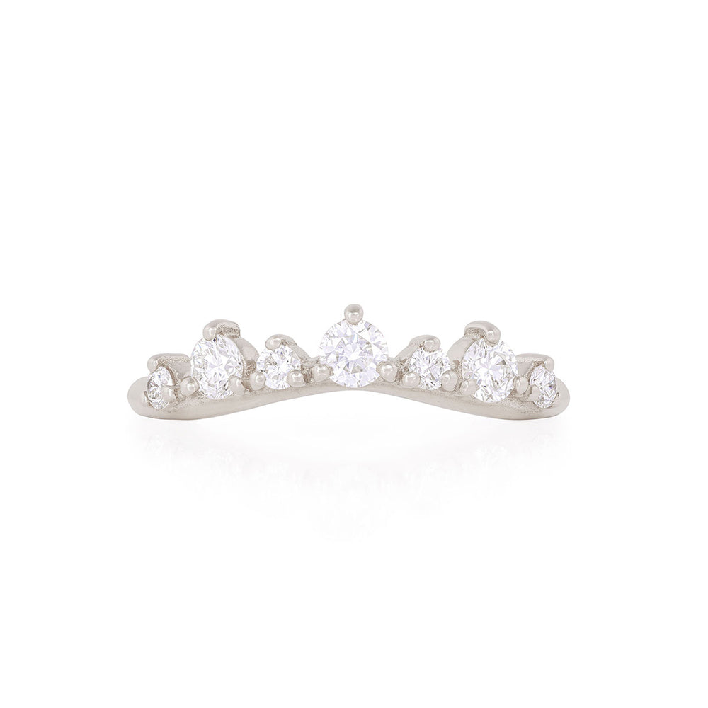 Crown of Light - 14k White Gold Polished Band Diamond Ring
