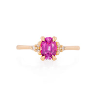 Dewlight 1ct Pink Sapphire Oval Engagement Ring - 14k Gold Polished Band