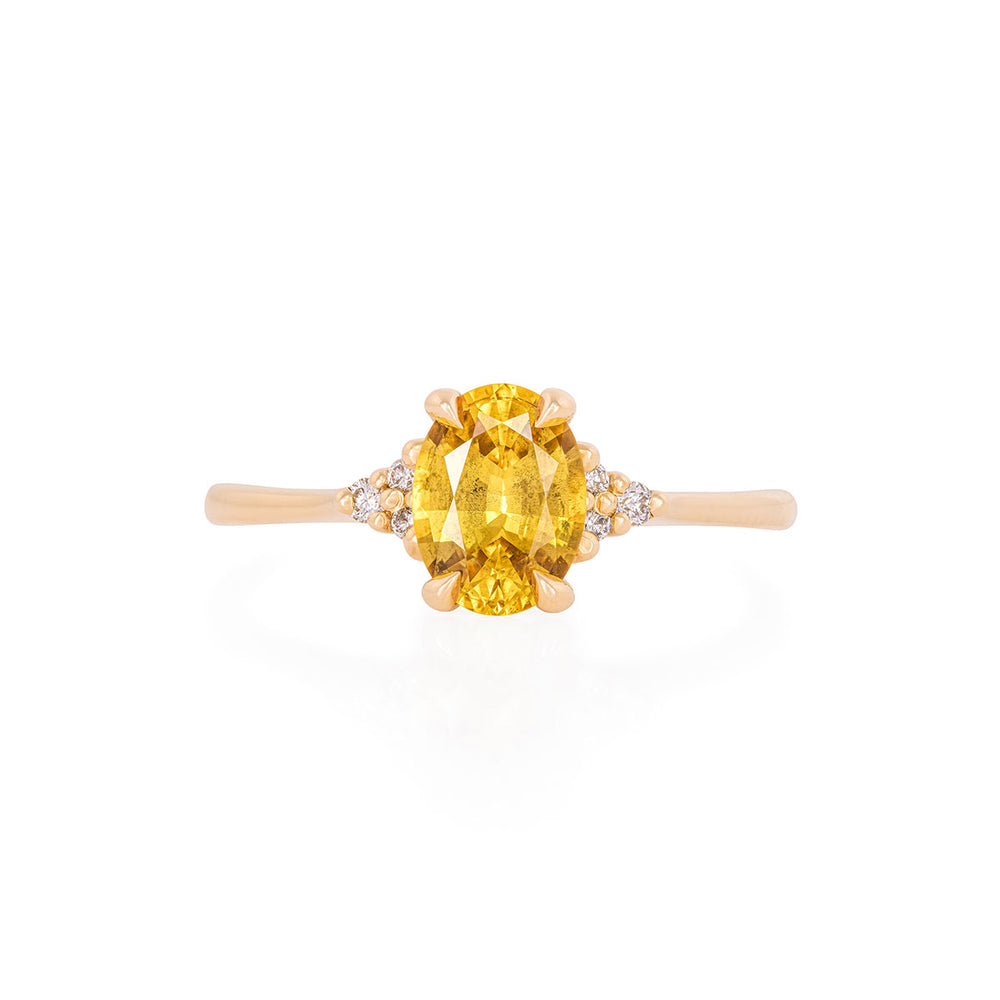 Dewlight 1ct Primrose Yellow Sapphire Oval Engagement Ring - 14k Gold Polished Band
