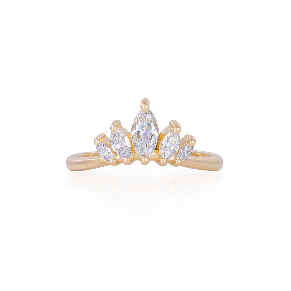 Crown of Hope - 14k Polished Gold Marquise Diamond Ring