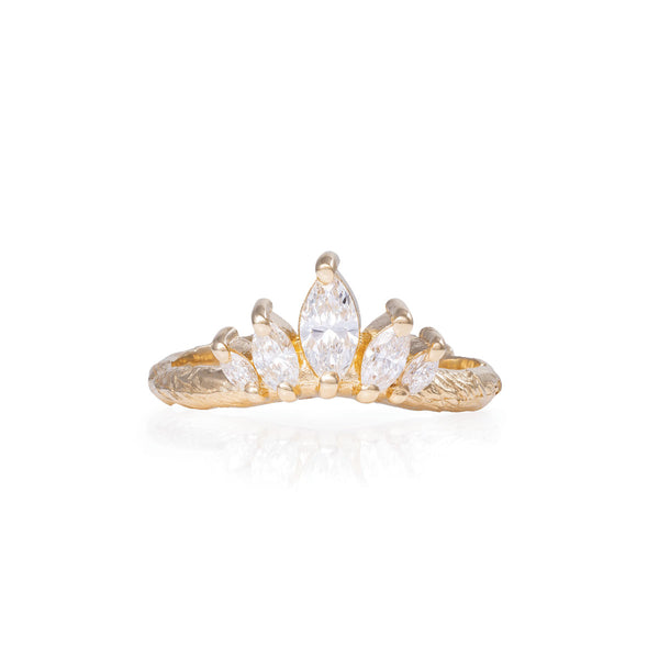 Crown of Hope Marquise Lab-Grown Diamond Ring - 14k Gold Twig Band