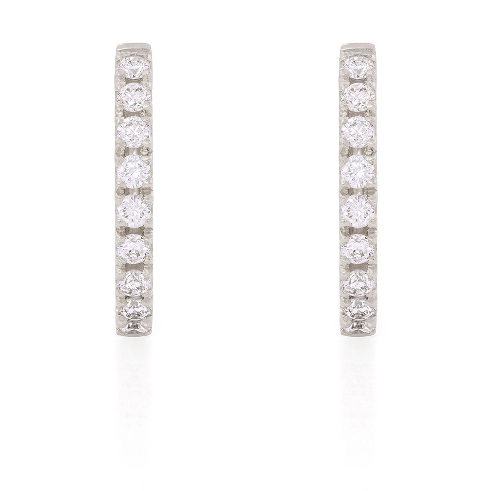 Diamond Eternity Huggies - 14k White Gold Earrings