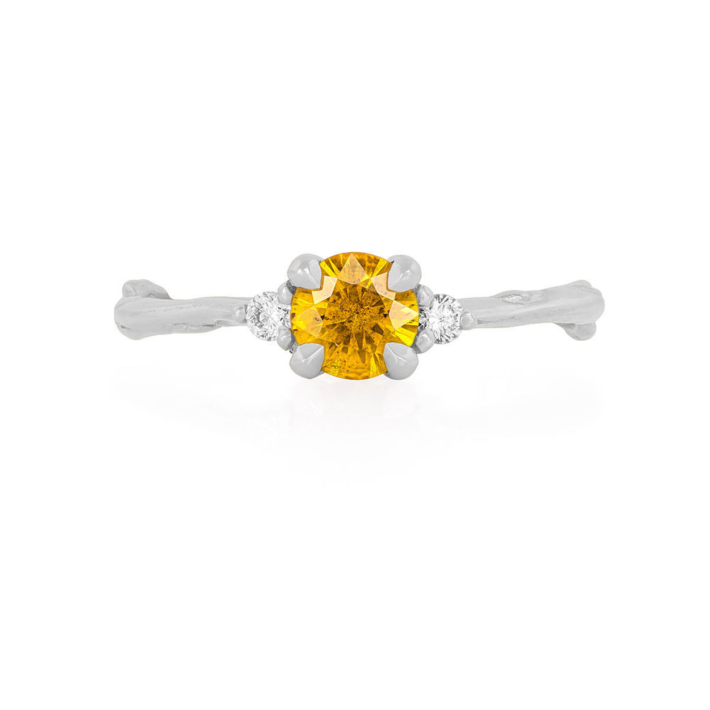 Love is All 0.5ct Primrose Yellow Sapphire Engagement Ring - 14k White Gold Twig Band