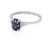 Thumbnail of Dewlight 1ct Blue Sapphire Oval Engagement Ring - 14k White Gold Polished Band