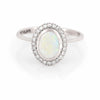 Luna - 14k Polished White Gold Oval Halo Opal and Diamond Ring - Video cover