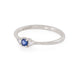 Top-down view of the Promise me Tomorrow Blue Sapphire Ring in 14k polished white gold.