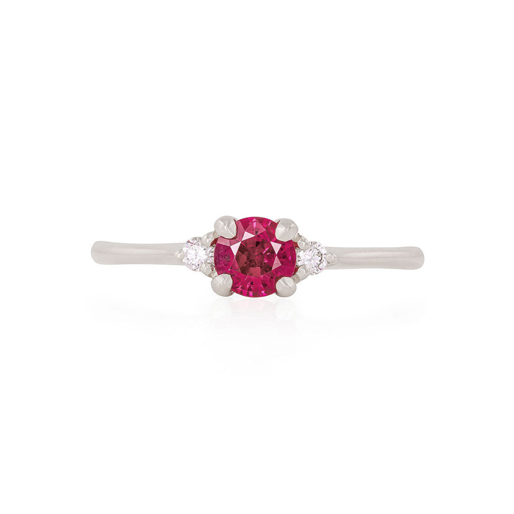 Love is All - 14k Polished White Gold Ruby and Diamond Ring