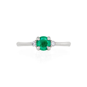 Love is All 0.5ct Emerald Engagement Ring - 14k White Gold Polished Band