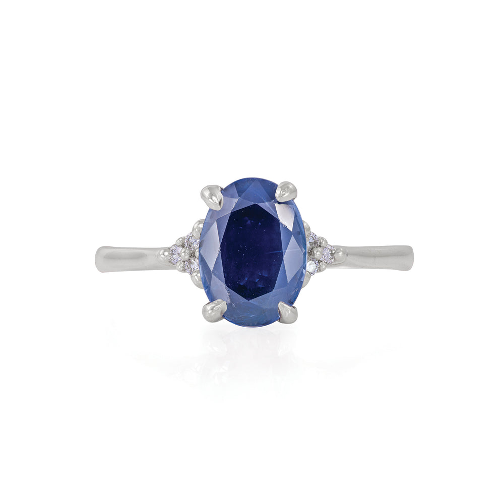 White Gold (Base) Blue Sapphire Diamond Ring at Rs 30000 in Mumbai | ID:  22262399712