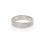 Thumbnail of Front view of the Driftwood Men's Wide Wedding Band in 14k white gold, featuring a bold, textured driftwood finish.