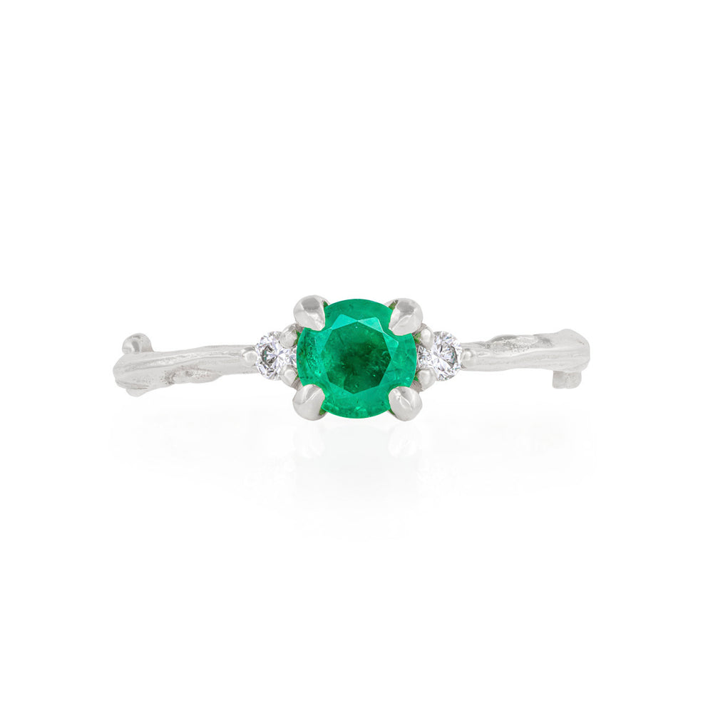 Love is All 0.5ct Emerald Engagement Ring - 14k White Gold Twig Band