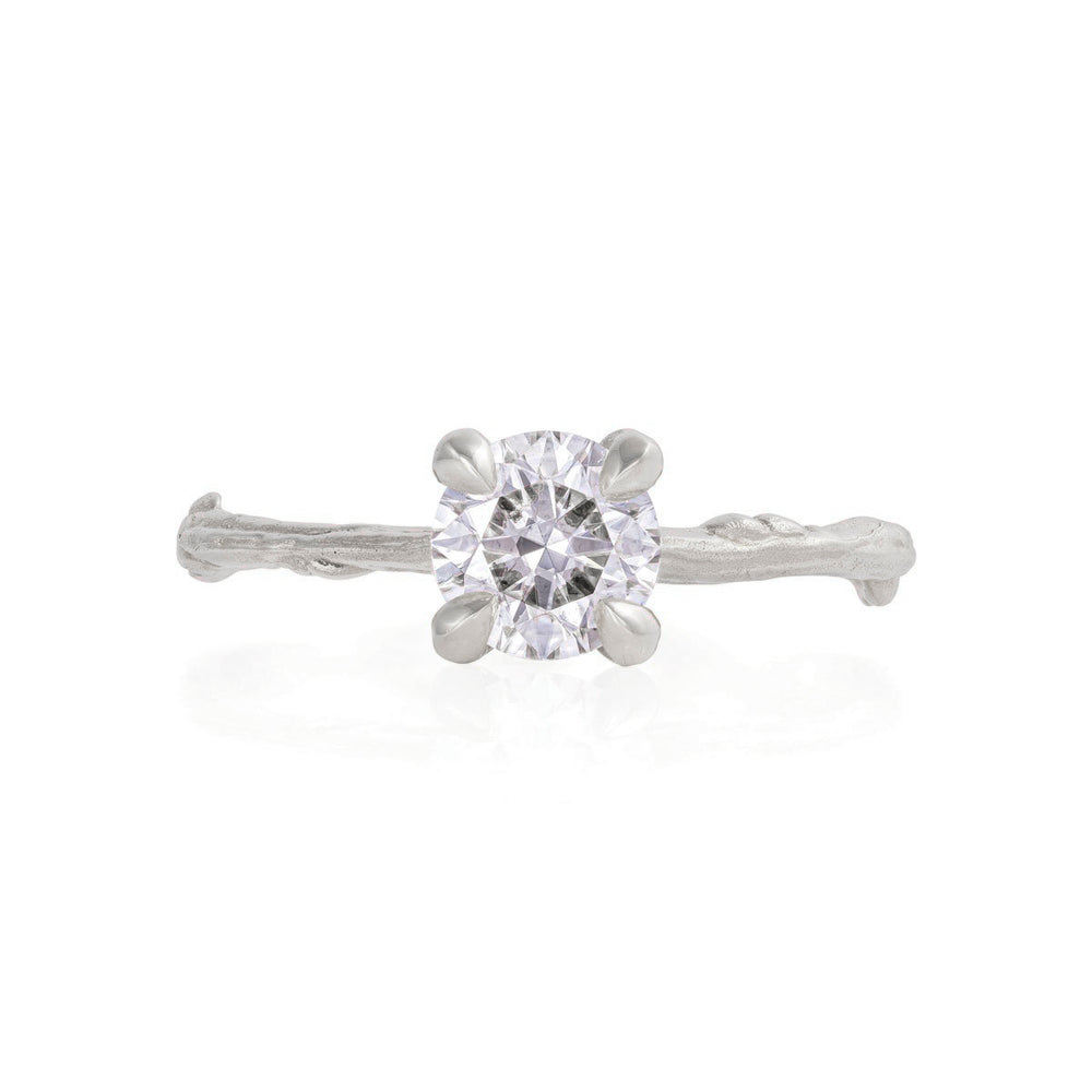 Sparkle 1ct Diamond Engagement Ring - 14k White Gold Twig Band