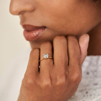 On-body shot of Sparkle 1ct Grey Diamond Engagement Ring - 14k Gold Twig Band