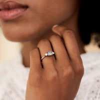 On-body shot of You, Me & Magic 1ct Grey Diamond Engagement Ring - 14k Gold Polished Band
