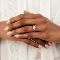 On-body shot of You, Me & Magic 2ct Grey Diamond Engagement Ring - 14k Gold Polished Band
