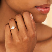 On-body shot of Love is Ours 0.7ct Lab-Grown Diamond Engagement Ring - 14k White Gold Polished Band