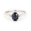 Thumbnail of Dewlight 1ct Blue Sapphire Oval Engagement Ring - 14k White Gold Polished Band - Video cover