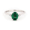 Dewlight 1ct Emerald Oval Engagement Ring - 14k White Gold Polished Band - Video cover