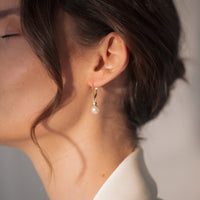 On-body shot of Forever Diamond & Pearl - 14k Gold Earrings