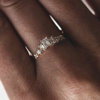 On-body shot of Crown of Heroes - 14k Gold Polished Band Baguette Lab-Grown Diamond Ring