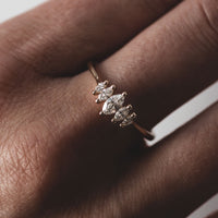 On-body shot of Warrior - 14k Gold Polished Band Marquise Lab-Grown Diamond Ring